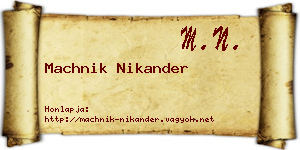 Machnik Nikander névjegykártya